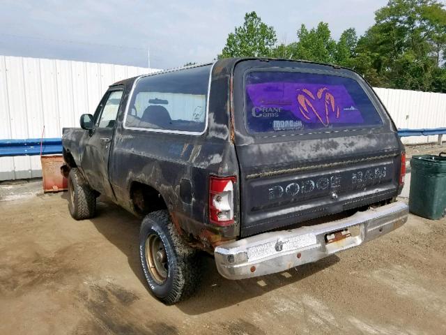 3B4HW12T6HM716342 - 1987 DODGE RAMCHARGER BLACK photo 3