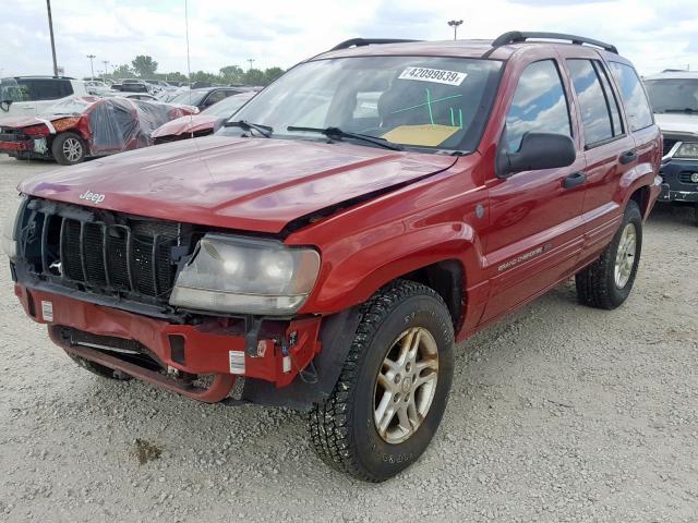 1J4GW48S74C346667 - 2004 JEEP GRAND CHER RED photo 2