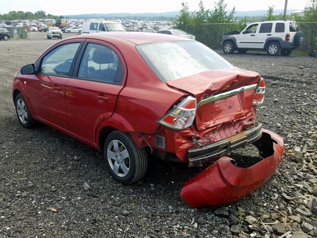KL1TD56687B153600 - 2007 CHEVROLET AVEO BASE წითელი ფოტო 3