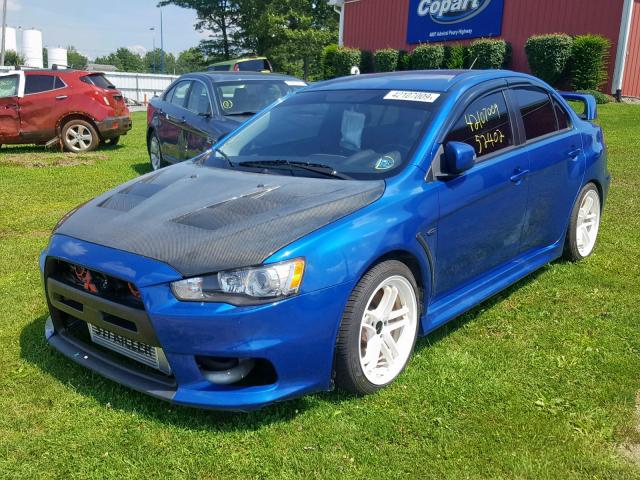 JA32W8FV1FU014448 - 2015 MITSUBISHI LANCER EVO BLUE photo 2