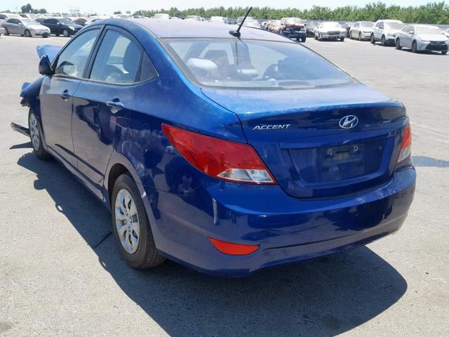 KMHCT4AE4GU996102 - 2016 HYUNDAI ACCENT SE BLUE photo 3