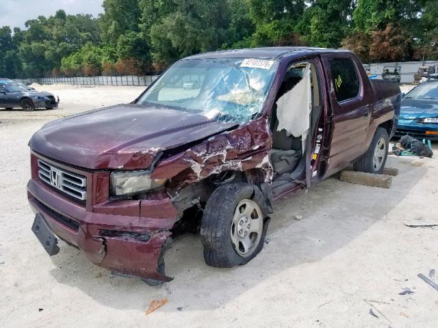 2HJYK16267H505165 - 2007 HONDA RIDGELINE BURGUNDY photo 2