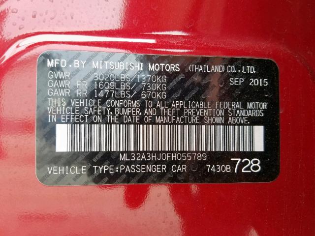 ML32A3HJ0FH055789 - 2015 MITSUBISHI MIRAGE DE RED photo 10