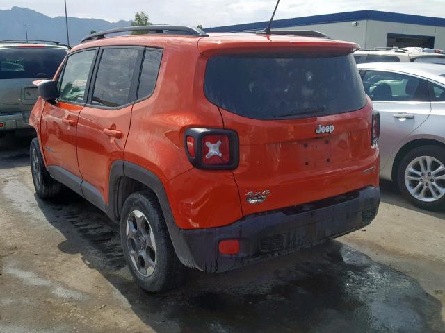 ZACCJBAB9HPF15624 - 2017 JEEP RENEGADE S ORANGE photo 3