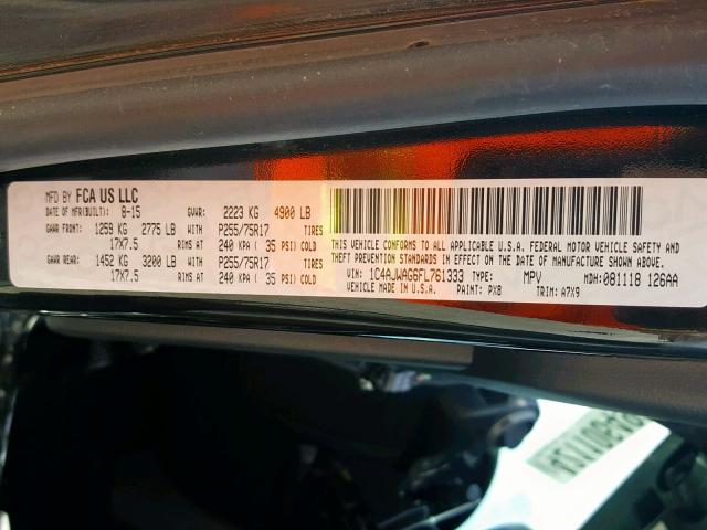 1C4AJWAG6FL761333 - 2015 JEEP WRANGLER S BLACK photo 10