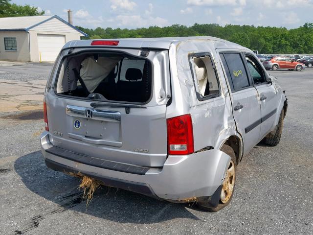 5FNYF4H26AB015510 - 2010 HONDA PILOT LX SILVER photo 4