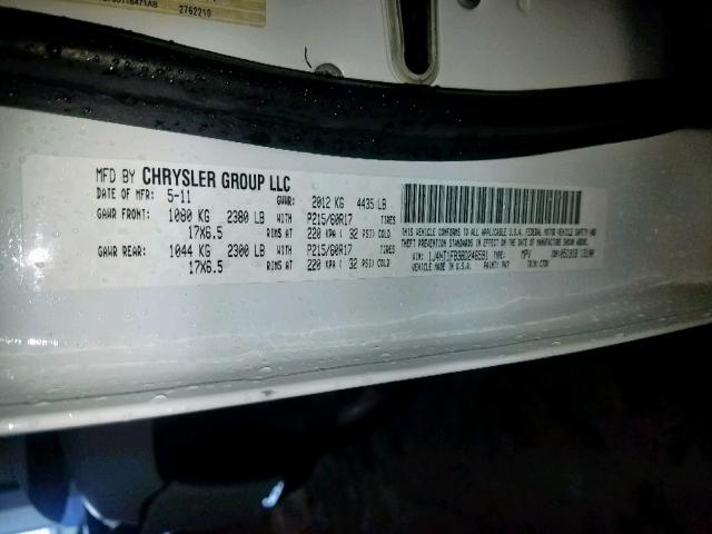 1J4NT1FB3BD246591 - 2011 JEEP COMPASS SP თეთრი ფოტო 10