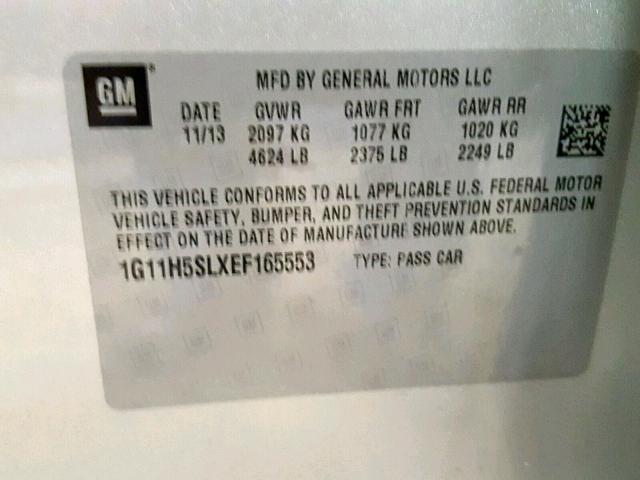 1G11H5SLXEF165553 - 2014 CHEVROLET MALIBU LTZ ვერცხლისფერი ფოტო 10