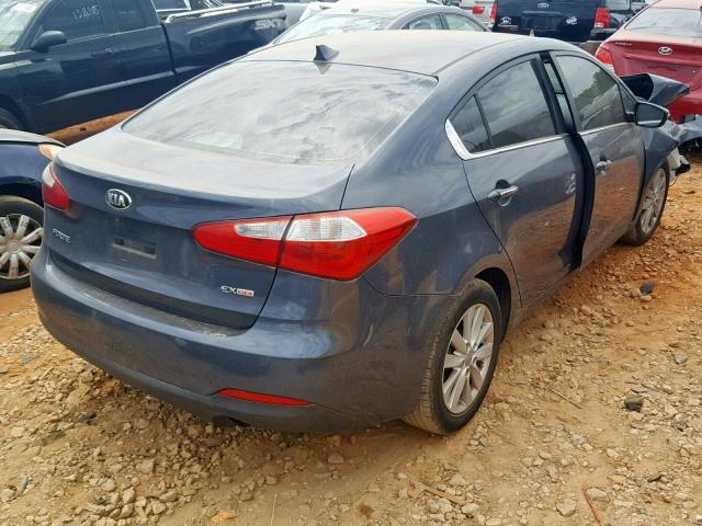 KNAFX4A89E5084442 - 2014 KIA FORTE EX BLUE photo 4