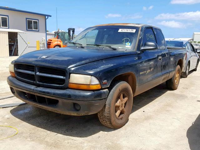 1B7GL22XXYS694756 - 2000 DODGE DAKOTA BLACK photo 2