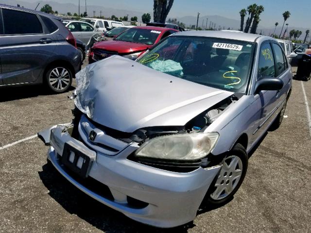 1HGES16305L011322 - 2005 HONDA CIVIC DX V SILVER photo 2