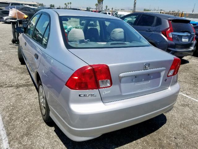 1HGES16305L011322 - 2005 HONDA CIVIC DX V SILVER photo 3