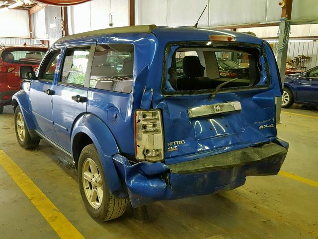 1D8GU58K17W602761 - 2007 DODGE NITRO SLT BLUE photo 3