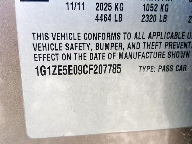 1G1ZE5E09CF207785 - 2012 CHEVROLET MALIBU LTZ გრაფიტი ფოტო 10