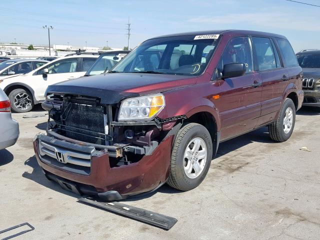 5FNYF181X7B026640 - 2007 HONDA PILOT LX MAROON photo 2