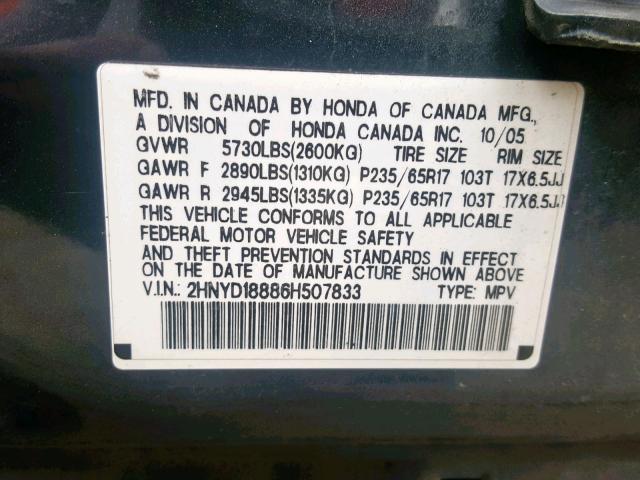 2HNYD18886H507833 - 2006 ACURA MDX TOURIN GRAY photo 10