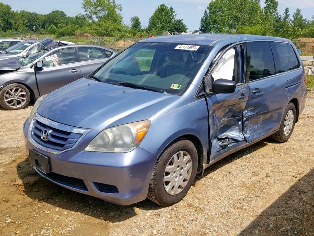 5FNRL3H28AB018982 - 2010 HONDA ODYSSEY LX BLUE photo 2