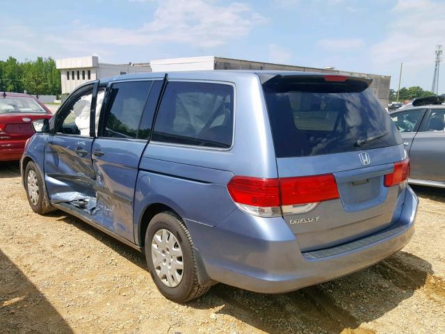 5FNRL3H28AB018982 - 2010 HONDA ODYSSEY LX BLUE photo 3