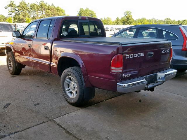 1B7HG2AN51S330176 - 2001 DODGE DAKOTA QUA MAROON photo 3