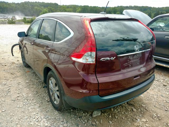 5J6RM3H74CL042778 - 2012 HONDA CR-V EXL BURGUNDY photo 3