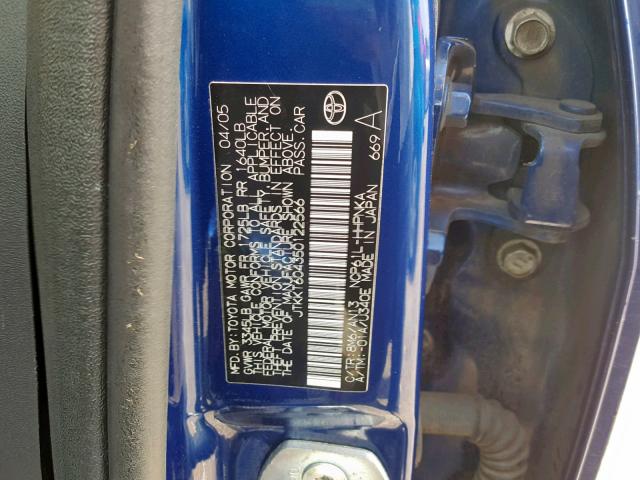 JTKKT604350122566 - 2005 TOYOTA SCION XA BLUE photo 10