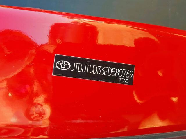 JTDJTUD33ED580769 - 2014 TOYOTA YARIS RED photo 10