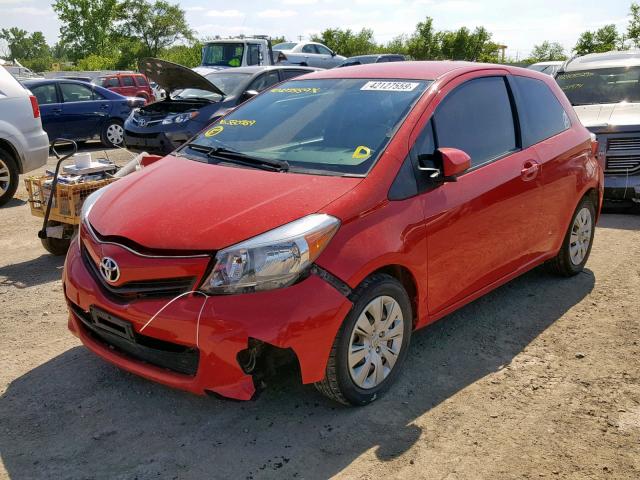 JTDJTUD33ED580769 - 2014 TOYOTA YARIS RED photo 2