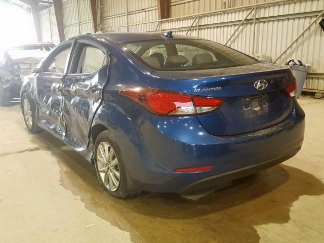 KMHDH4AE9GU584635 - 2016 HYUNDAI ELANTRA SE BLUE photo 3