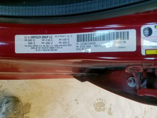 1C3CCBBG7CN307333 - 2012 CHRYSLER 200 TOURIN RED photo 10