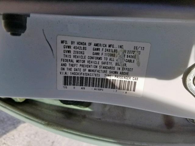 1HGCR3F80DA037925 - 2013 HONDA ACCORD EXL WHITE photo 10