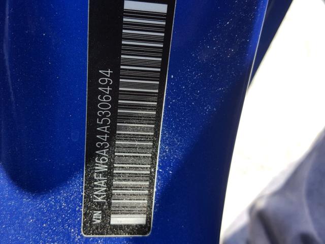 KNAFW6A34A5306494 - 2010 KIA FORTE SX BLUE photo 10