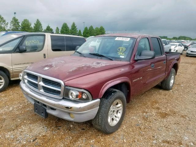 1B7HL48N82S725449 - 2002 DODGE DAKOTA QUA BURGUNDY photo 2