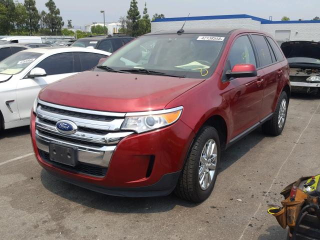 2FMDK4JC0DBC67022 - 2013 FORD EDGE SEL BURGUNDY photo 2