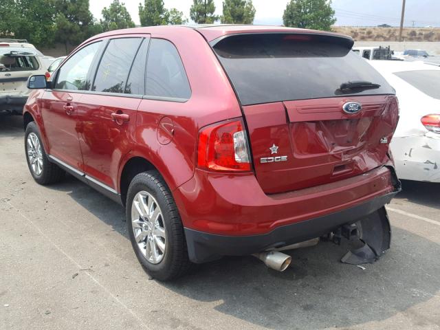 2FMDK4JC0DBC67022 - 2013 FORD EDGE SEL BURGUNDY photo 3