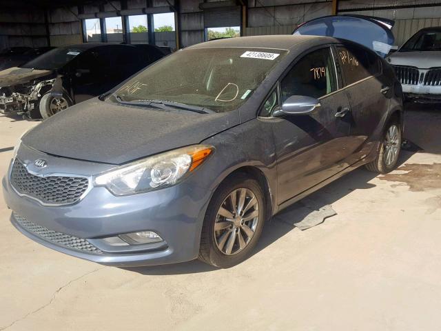 KNAFX4A86E5087413 - 2014 KIA FORTE EX BLUE photo 2