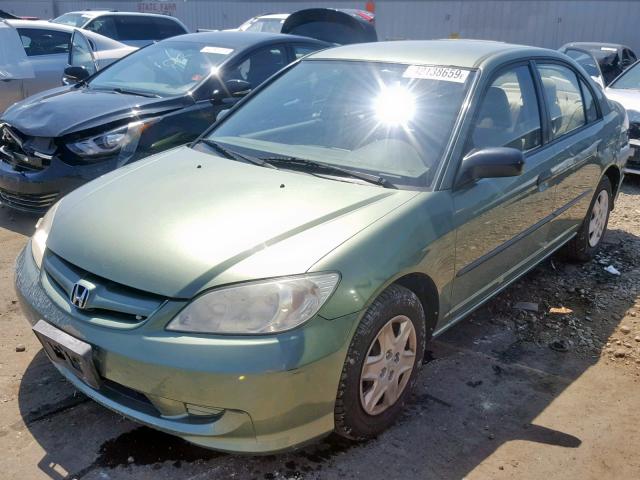 1HGES16304L023033 - 2004 HONDA CIVIC DX GREEN photo 2