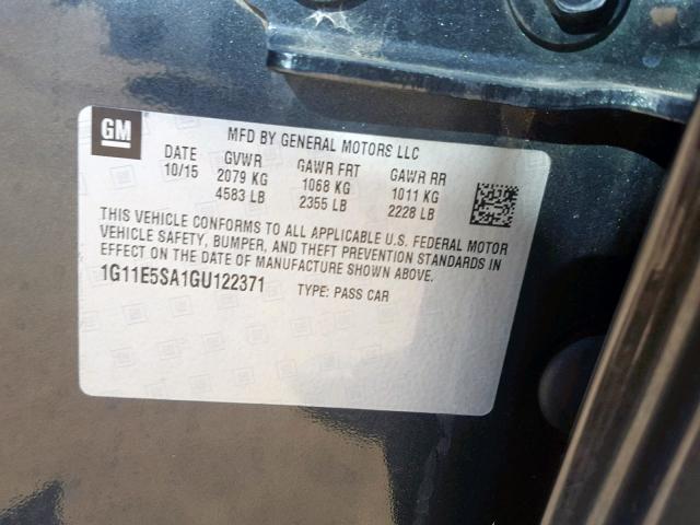 1G11E5SA1GU122371 - 2016 CHEVROLET MALIBU LIM 灰色 照片 10