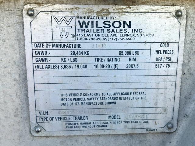 4WW4452A3E7707146 - 2014 WILSON TRAILER WHITE photo 10