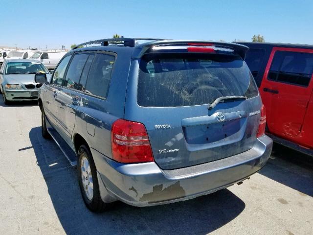 JTEHF21A530111065 - 2003 TOYOTA HIGHLANDER BLUE photo 3