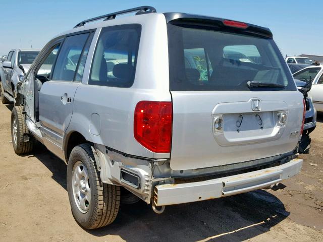 2HKYF18195H564356 - 2005 HONDA PILOT LX SILVER photo 3