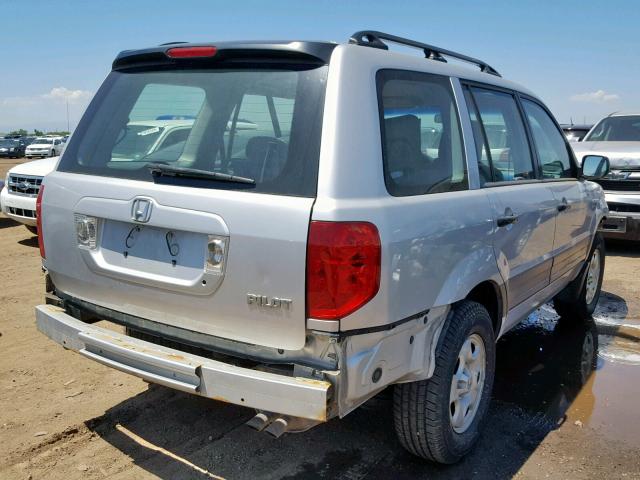 2HKYF18195H564356 - 2005 HONDA PILOT LX SILVER photo 4