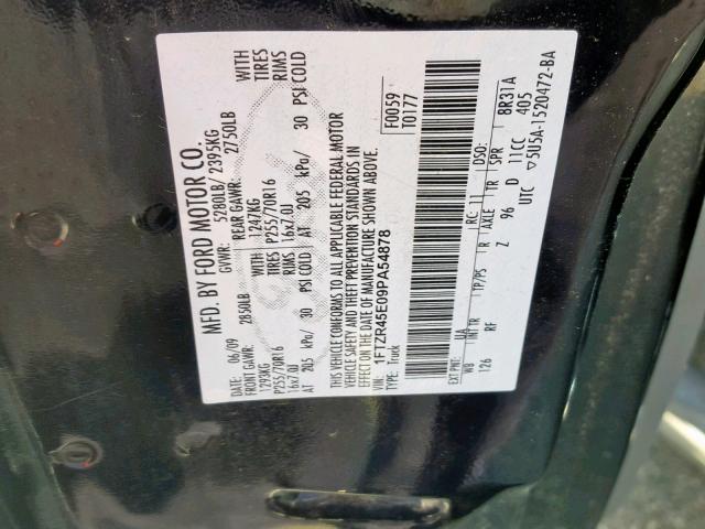 1FTZR45E09PA54878 - 2009 FORD RANGER SUP BLACK photo 10