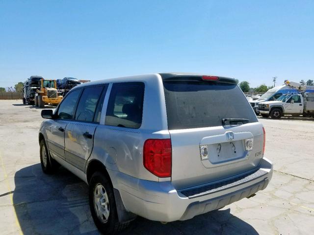 2HKYF18164H622552 - 2004 HONDA PILOT LX SILVER photo 3