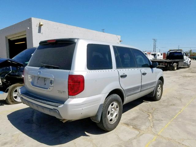 2HKYF18164H622552 - 2004 HONDA PILOT LX SILVER photo 4