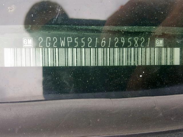 2G2WP552161295821 - 2006 PONTIAC GRAND PRIX Күміс фото 10