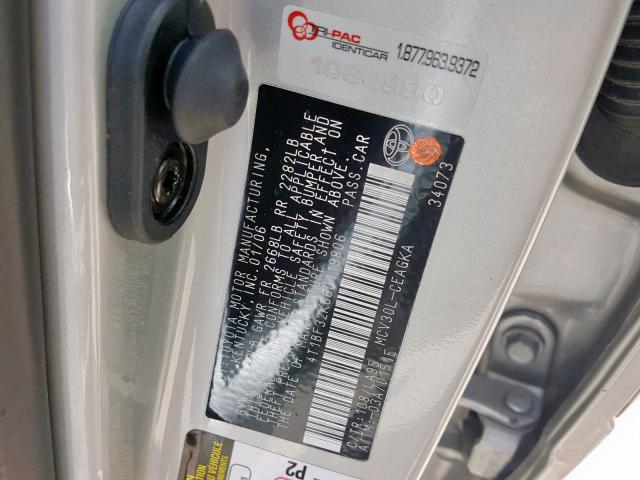 4T1BF32K66U119806 - 2006 TOYOTA CAMRY LE SILVER photo 10