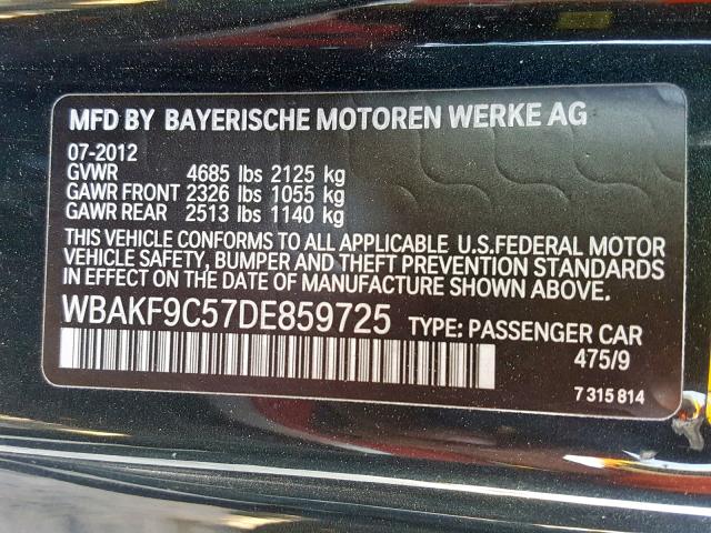 WBAKF9C57DE859725 - 2013 BMW 335 XI BLACK photo 10