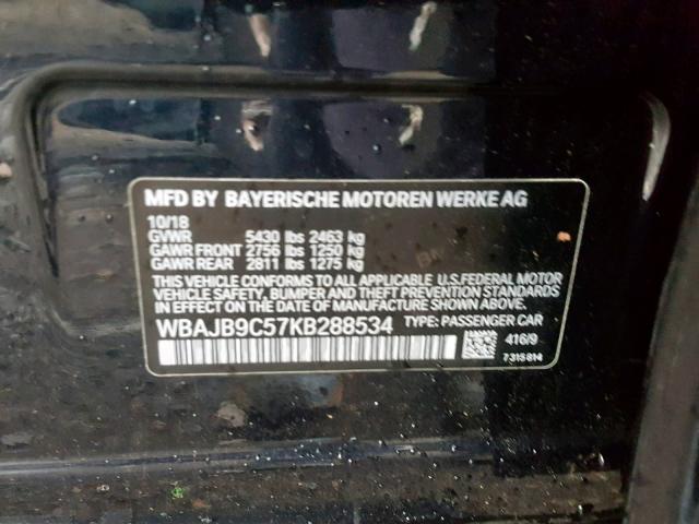 WBAJB9C57KB288534 - 2019 BMW M550XI BLACK photo 10
