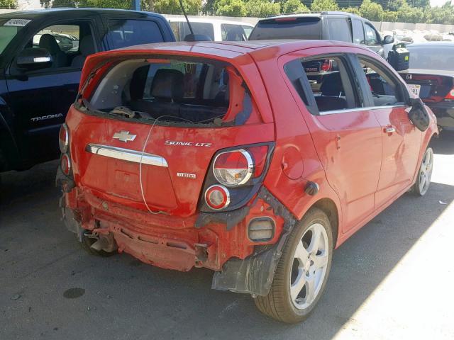 1G1JE6SB6F4107314 - 2015 CHEVROLET SONIC LTZ RED photo 4