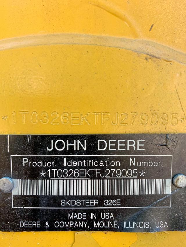 1T0326EKTFJ279095 - 2015 JOHN DEERE 326E SKID YELLOW photo 9